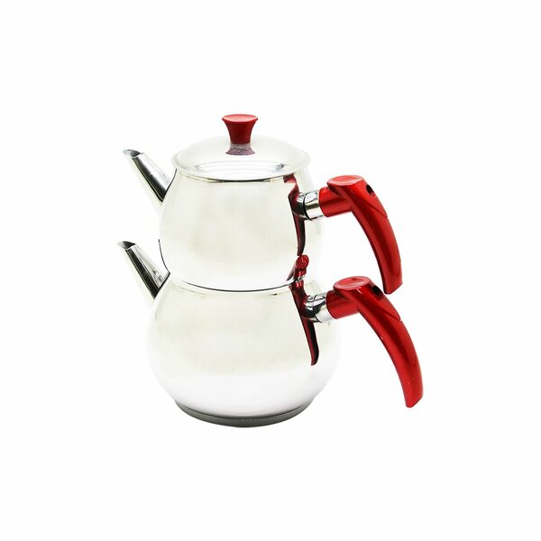 MİNİ 2LT KÜÇÜK BOY KÜRE ÇELİK ÇAYDANLIK SETİ - ÜST: 0.75LT - ALT: 1.4LT