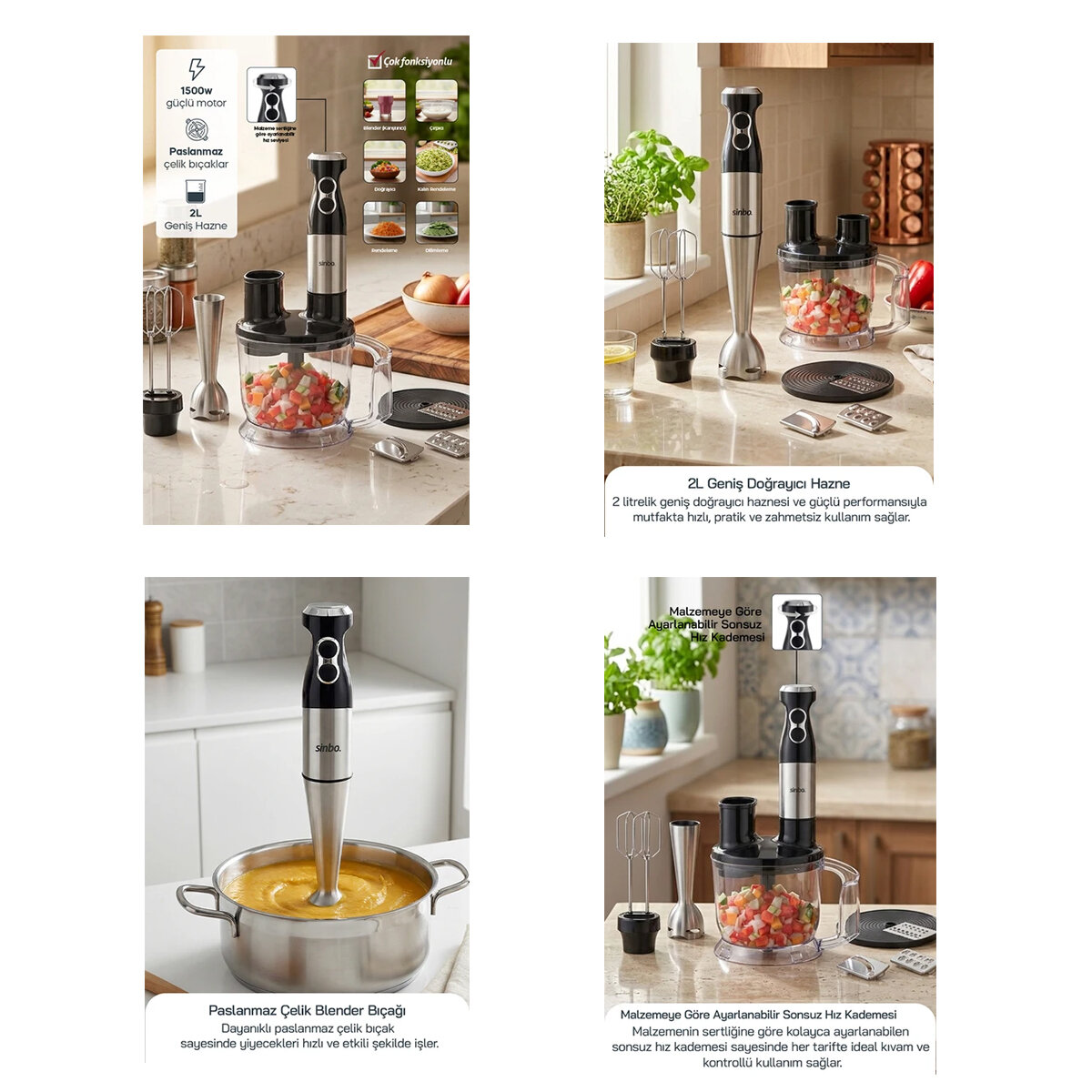 MULTİ BLENDER SETİ 2LT HAZNELİ SHB-7532