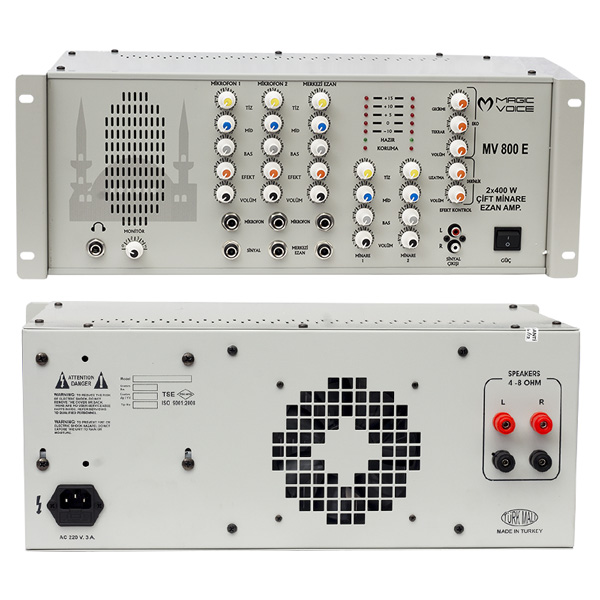 MV-800E 2X400 -800W 2 MİK GRŞ MONİTÖR HOP CAMİ MİNARE/KÜP TRAFOSUZ ANFİ