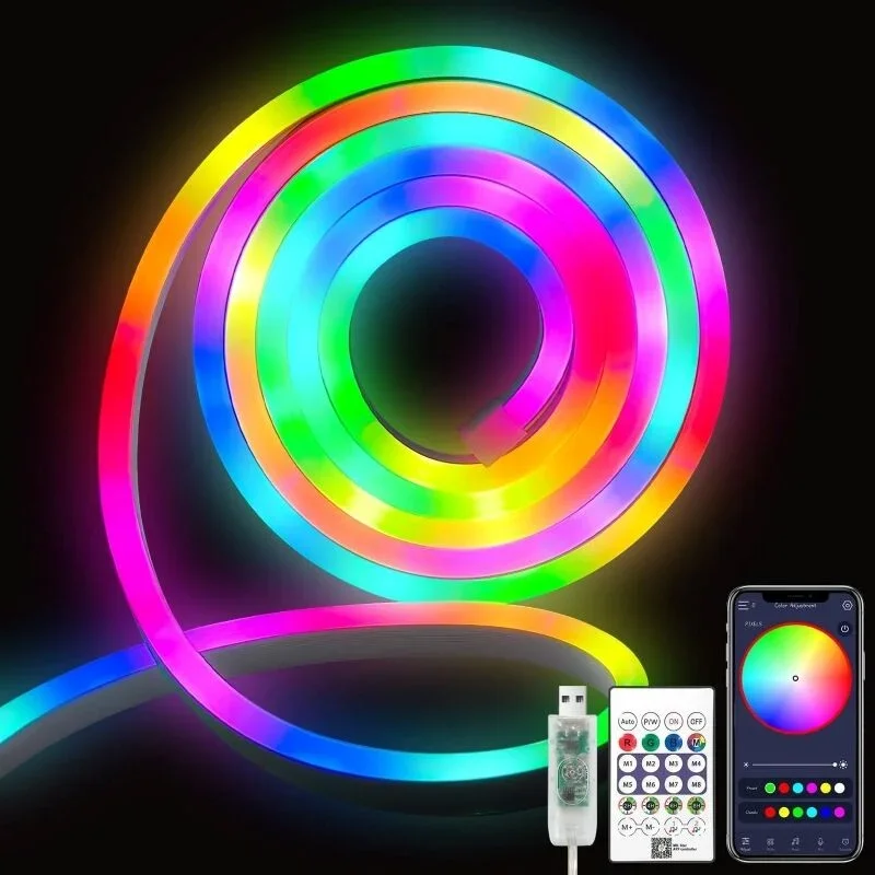 Neon LED Esnek Aydınlatma - RGB MAGIC SMART - 5 Metre Paket IP67 - Uzaktan Kumanda + Uygulama