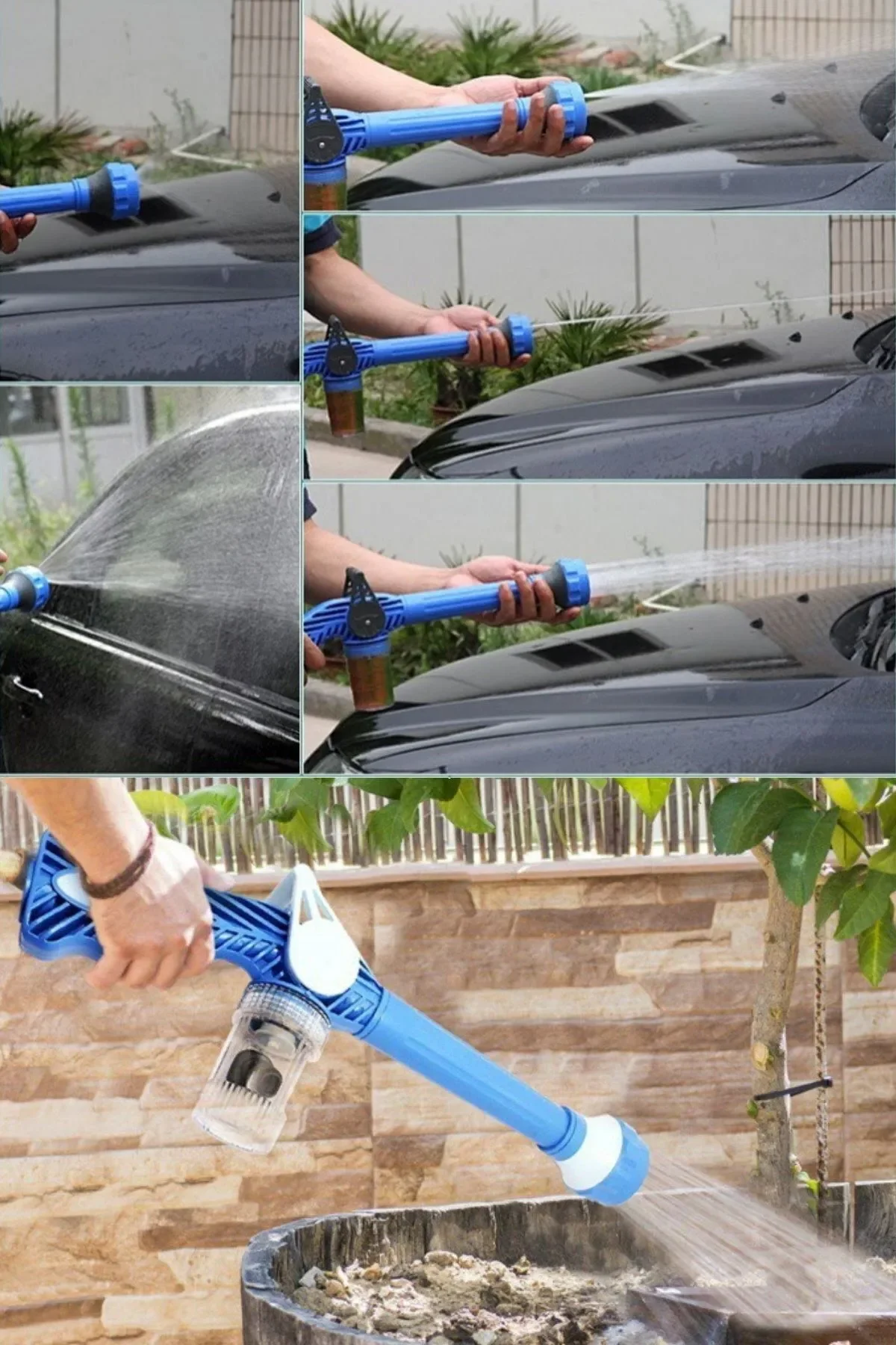 Otomobil Yıkama Sulama Fonksiyonlu Su Püskürtme Tabancası Deterjanlı Akıllı Tayzikli Basınçlı Bahçe