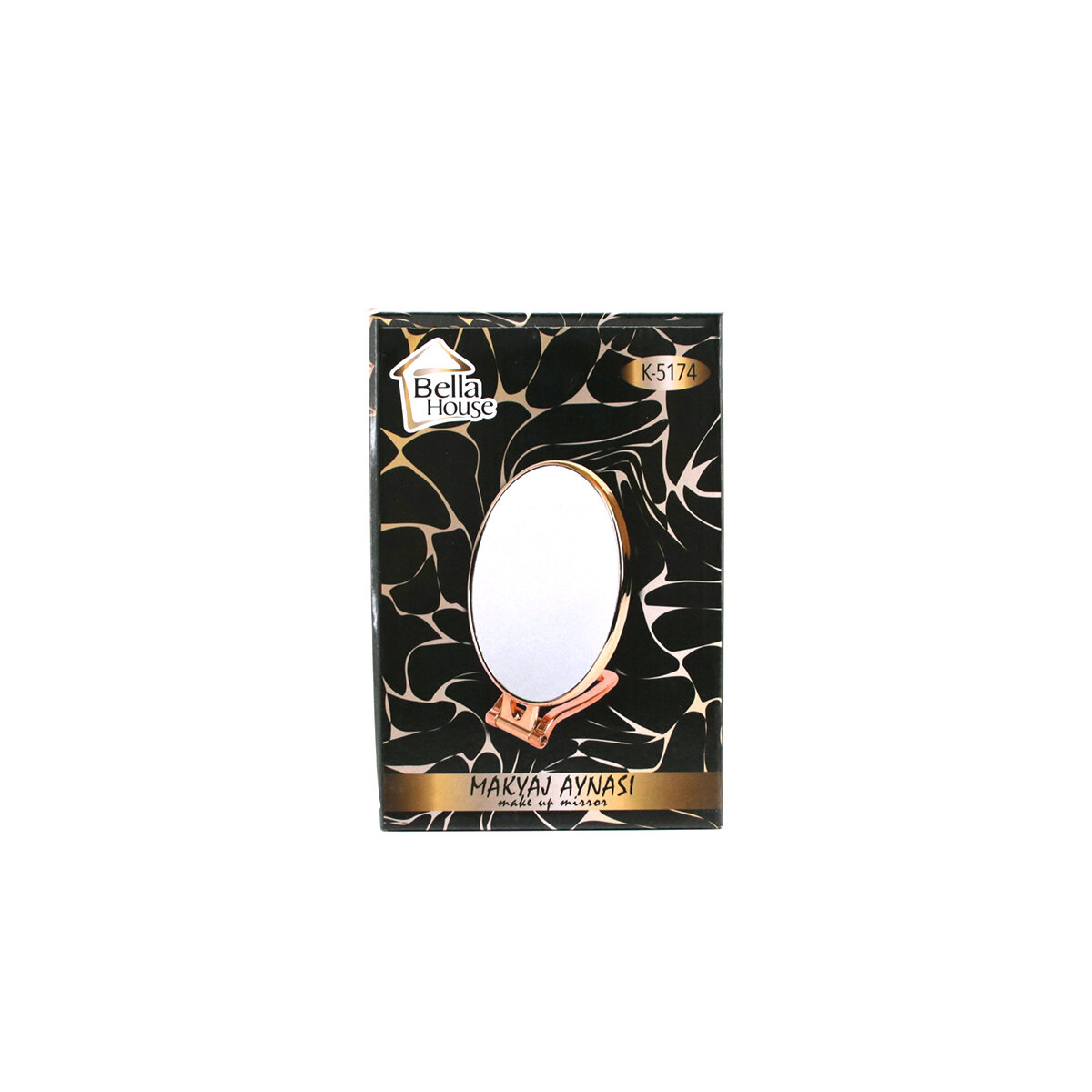 OVAL - BAKIR 6.5 INC=16.5X13CM MAKYAJ AYNASI ÇİFT TARAFLI KATLANIR AYAKLI