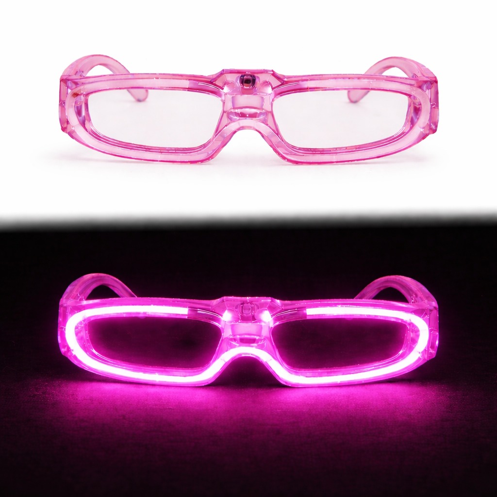 Pembe LED Işıklı Parti Gözlüğü 3 Modlu – Glow - Gece Eğlence Gözlüğü