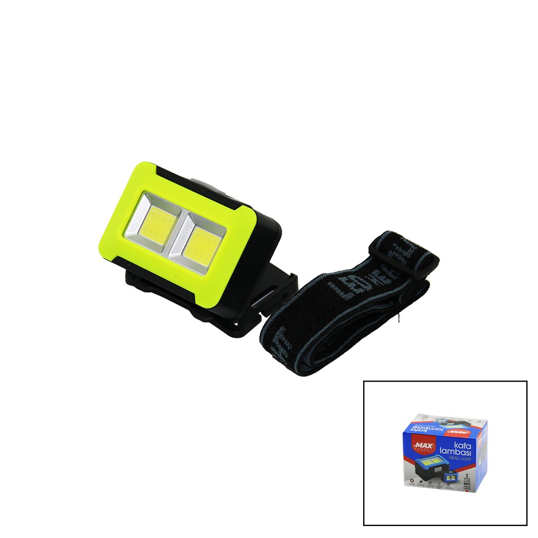 PİLLİ 3W COB LED KAFA LAMBASI FENER 3-KADEME IŞIK AYARI - FLAŞÖR  4.5V 150LÜMEN