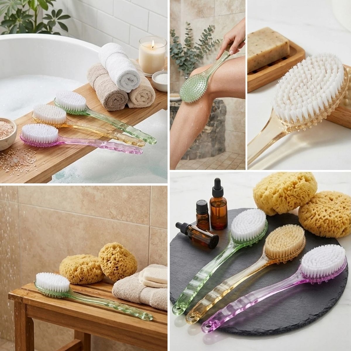 Plastik Saplı Vücut Temizleme Fırçası - Çok Amaçlı Sırt ve Vücut İçin Banyo ve Duş Kese Aparatı