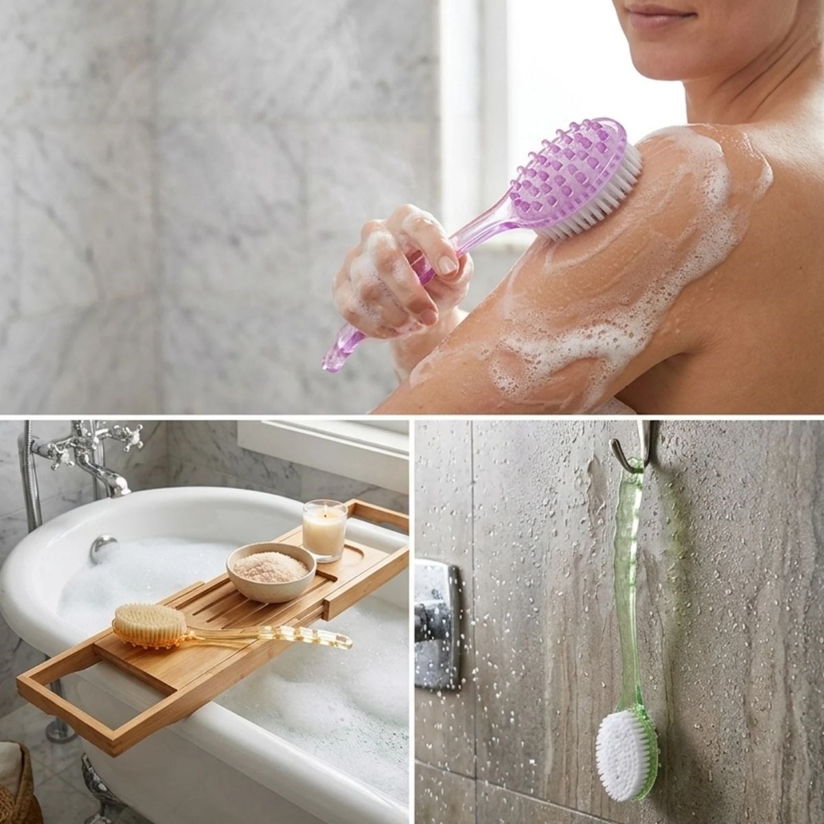 Plastik Saplı Vücut Temizleme Fırçası - Çok Amaçlı Sırt ve Vücut İçin Banyo ve Duş Kese Aparatı