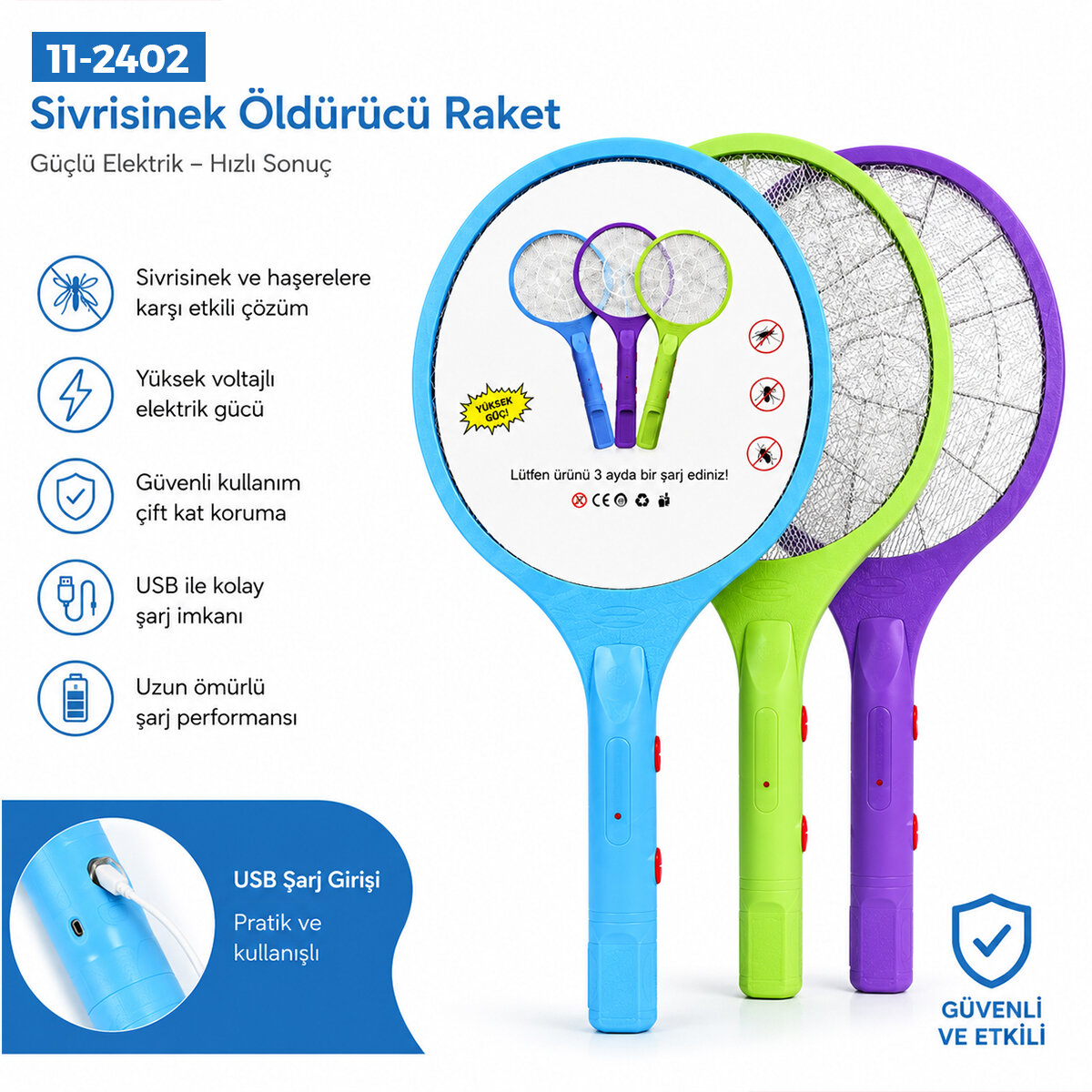 RENKLİ RAKET MODELİ ELEKTRONİK SİNEK ÖLDÜRÜCÜ CIZ MAKİNE HERHANGİ BİR RENK GÖNDERİLİR