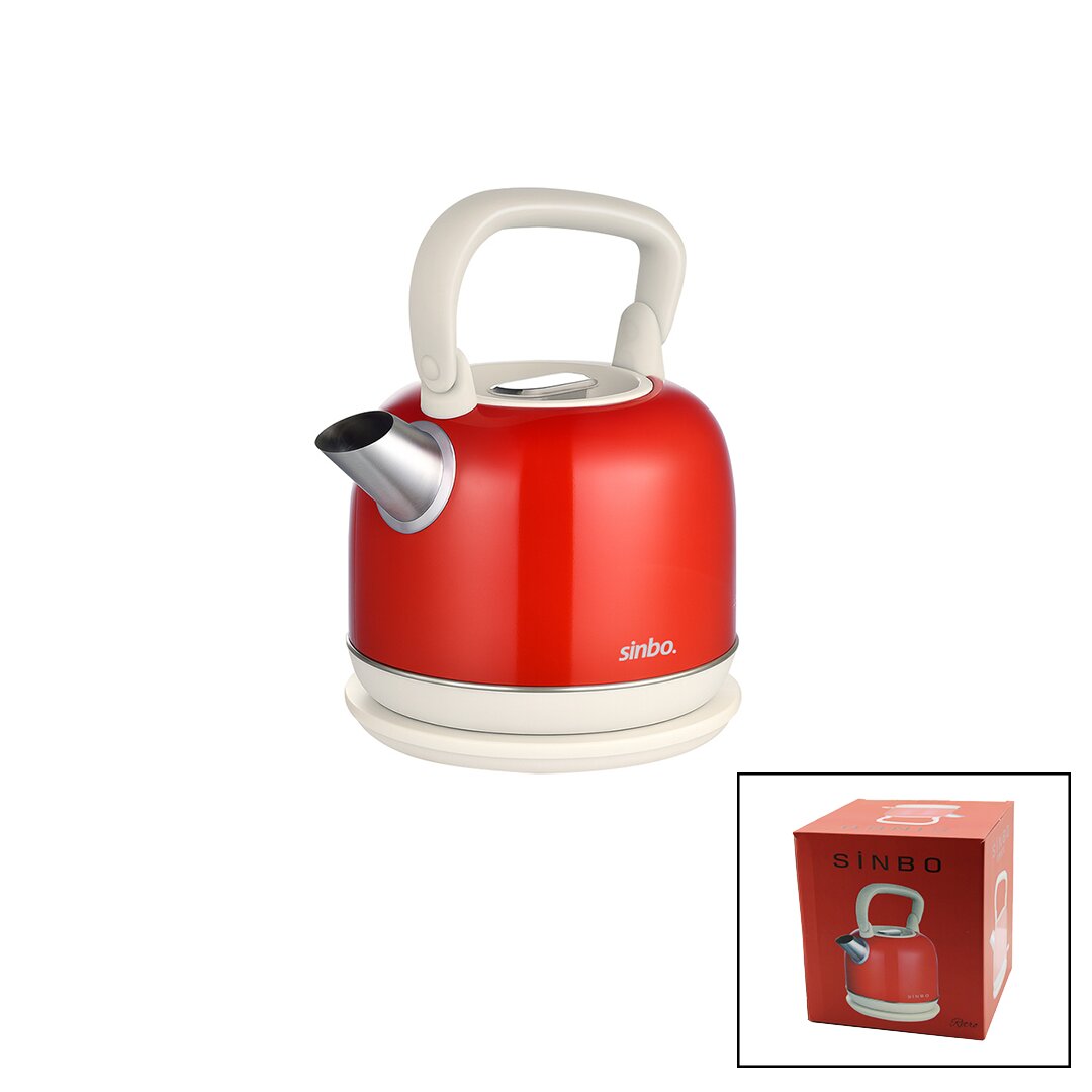 RETRO KIRMIZI NOSTALJİ DEMLİK MODEL ÇELİK KETTLE SU ISITICI 2.2LT 1800W GİZLİ RESİZTANS SK-8035