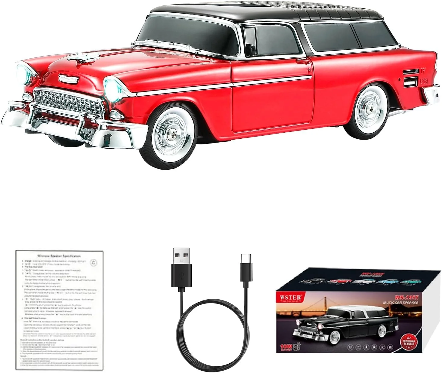 Retro Klasik Araba Bluetooth Hoparlör Kablosuz HD Ses FM Radyo YG-1955