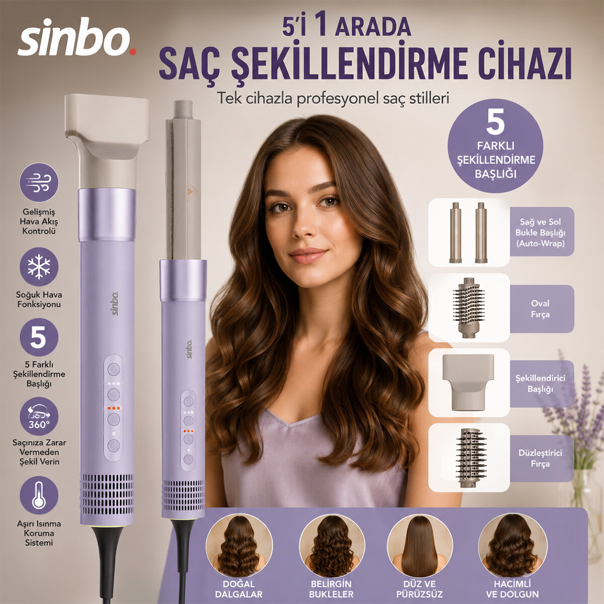 SAÇ ŞEKİLLENDİRME CİHAZI 110.000RPM 5 BAŞLIK - 3 HIZ - SICAKLIK AYAR SHD-1760