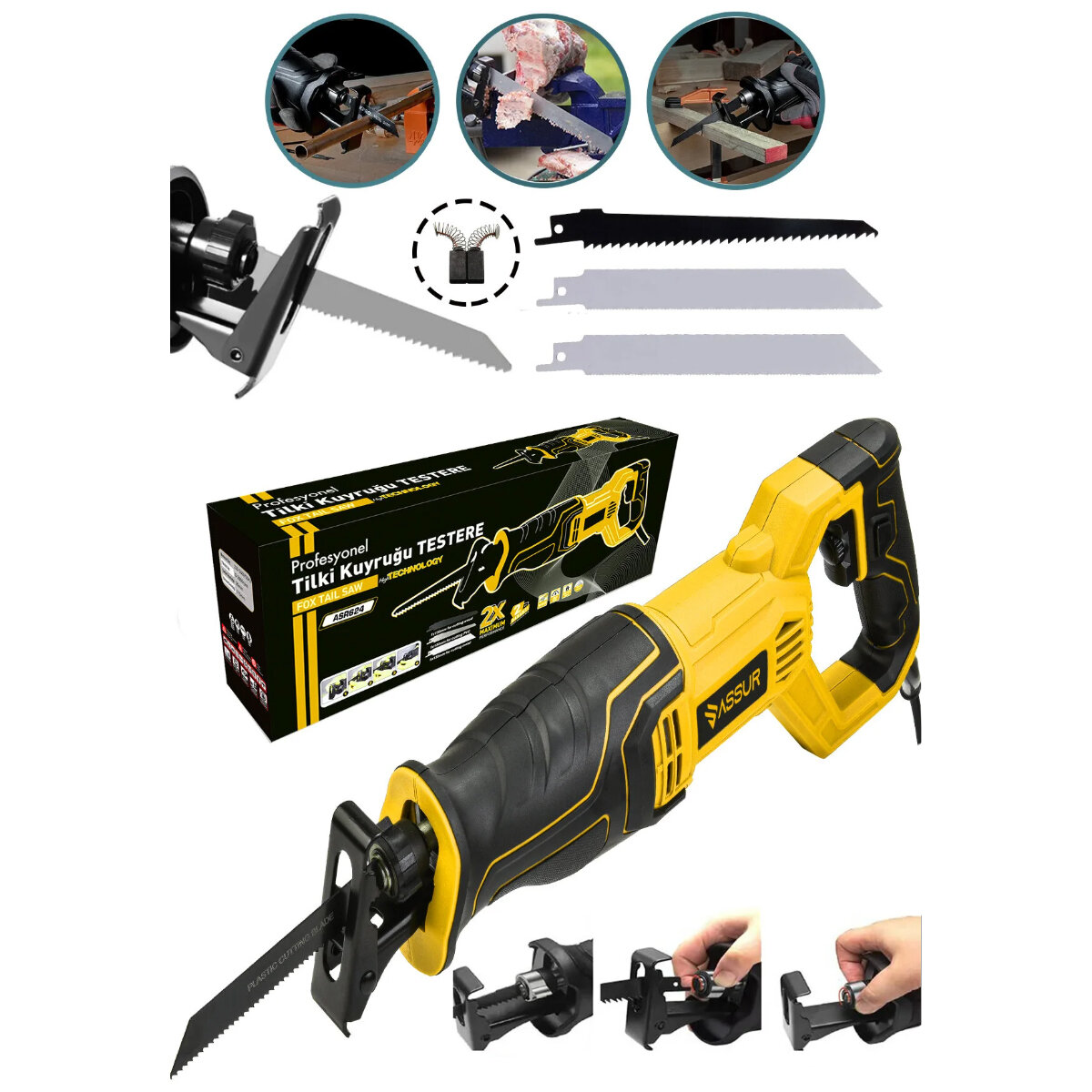 SARI TİLKİ KUYRUĞU ELEKTRİKLİ TESTERE 230V 0-2800 RPM ASR-624