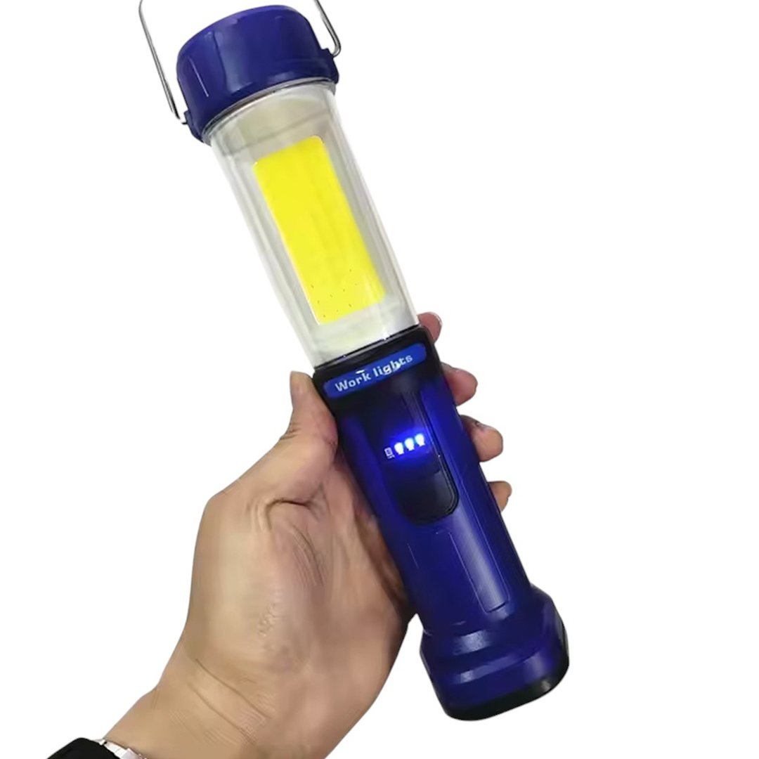 ŞARJLI 30 BEYAZ + 20 MAVİ-KIRMIZI SMD LED / 55 COB LEDLİ 5 MODLU ÇALIŞMA LAMBASI HK-802