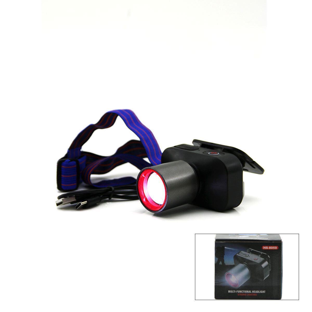 ŞARJLI 30W KAFA LAMBASI FENER 1 LED USB - TYPE-C KADEME IŞIK AYARI - FLAŞÖR