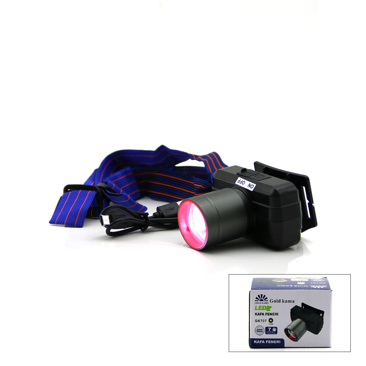 ŞARJLI 30W KAFA LAMBASI FENER 1 LED USB - TYPE-C KADEME IŞIK AYARI - FLAŞÖR