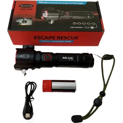 Şarjlı El Feneri  Yüksek Güçlü LED Işık USB ile Şarj ESCAPE RESCUE