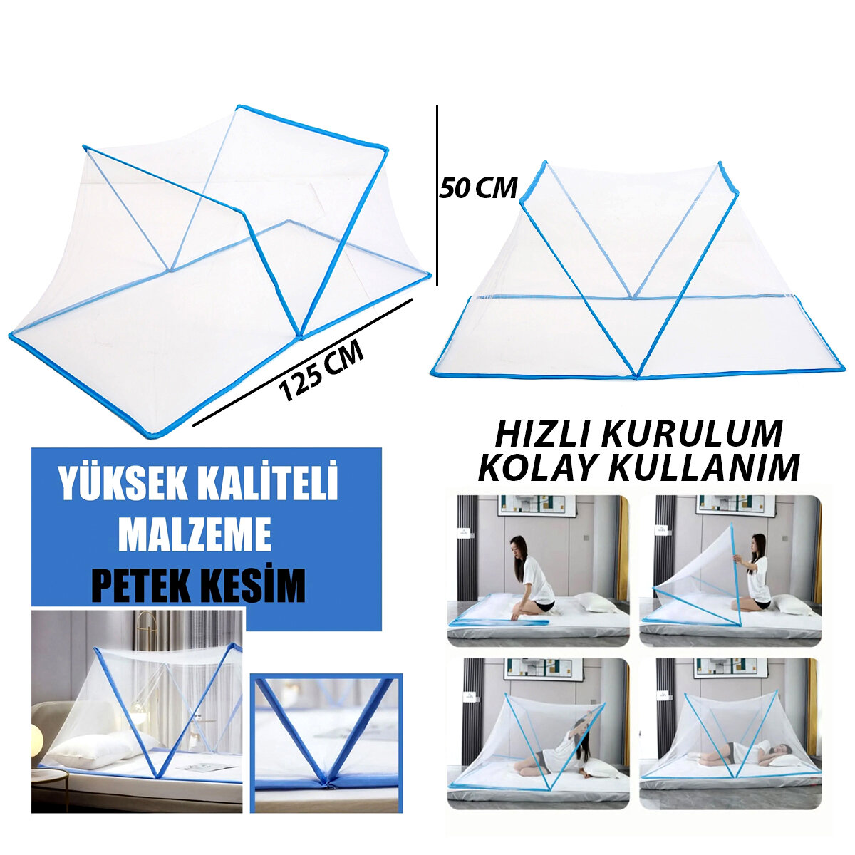 SİNEK KORUYUCU CİBİNLİK - TÜL ÇOCUK - BEBEK PORTATİF KULLANIM 50X125CM