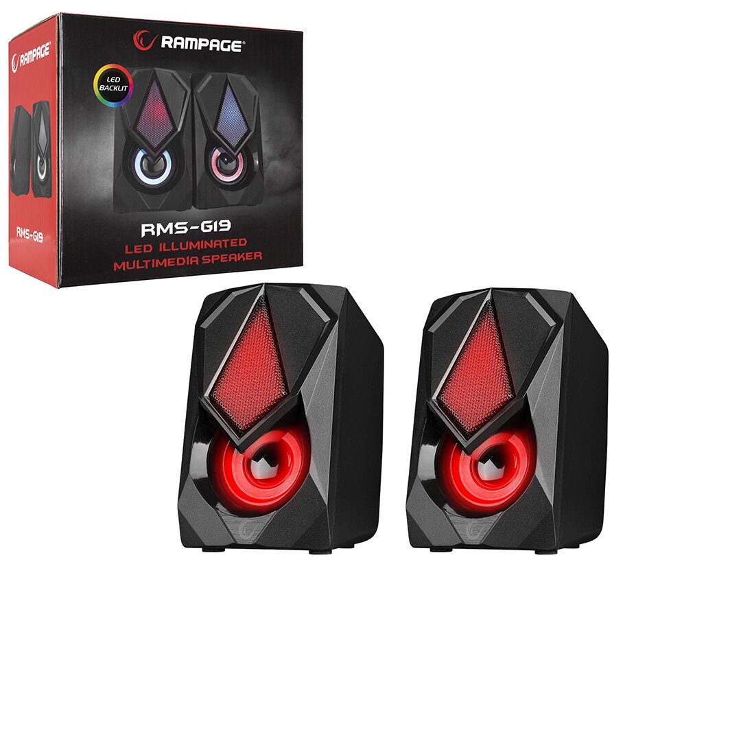 SİYAH - RGB IŞIKLI 1+1 HOPARLÖR SPEAKAER SET USB KABLO 2.0 MULTİMEDYA - 5W