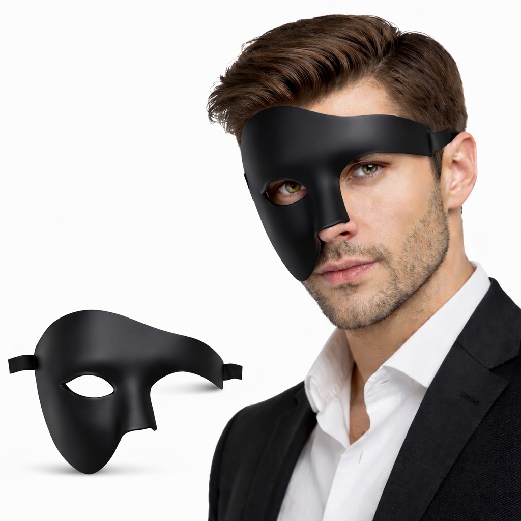 Siyah Yarım Erkek Maske – Phantom Parti &amp;amp; Balo Maskesi