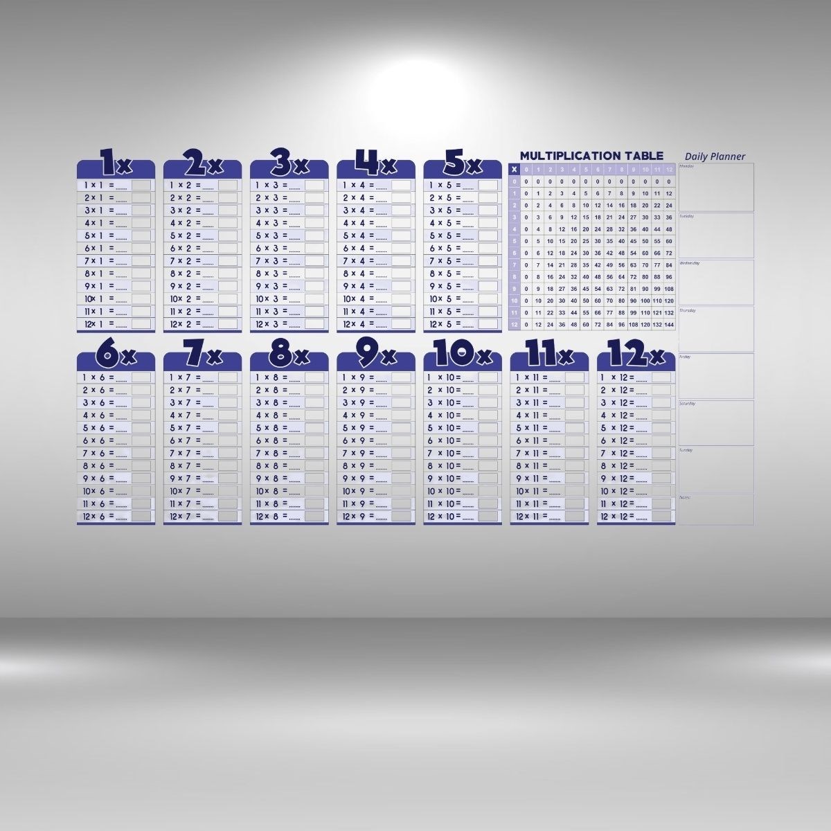 Statik Akıllı Kağıt Ingilizce Çarpım Tablosu 100x56 Cm(1 Adet Silgili Kalemli)