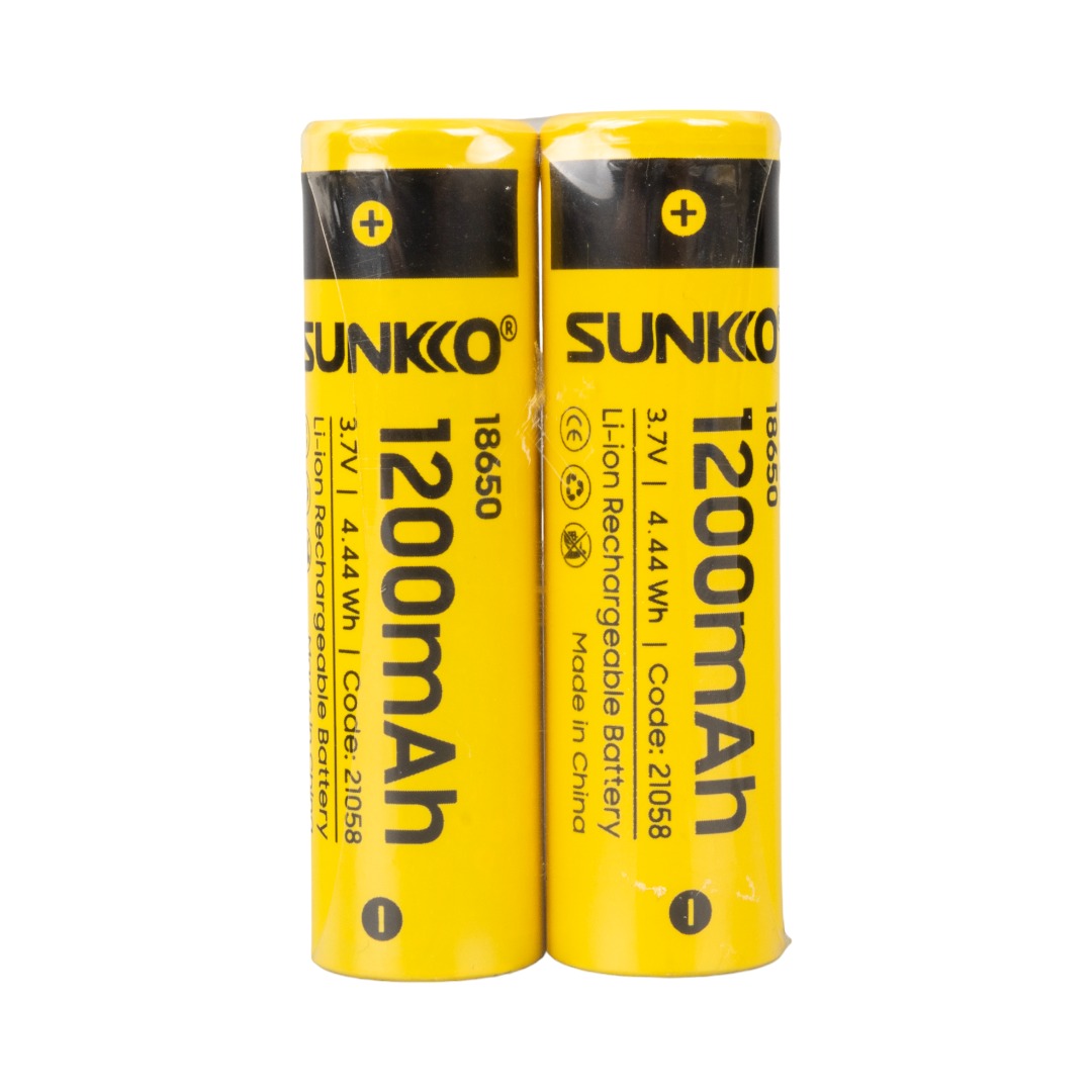 SUNKKO 3.7 VOLT 1200 MAH 18650 ŞARJ EDİLEBİLİR PİL (2Lİ PAKET)