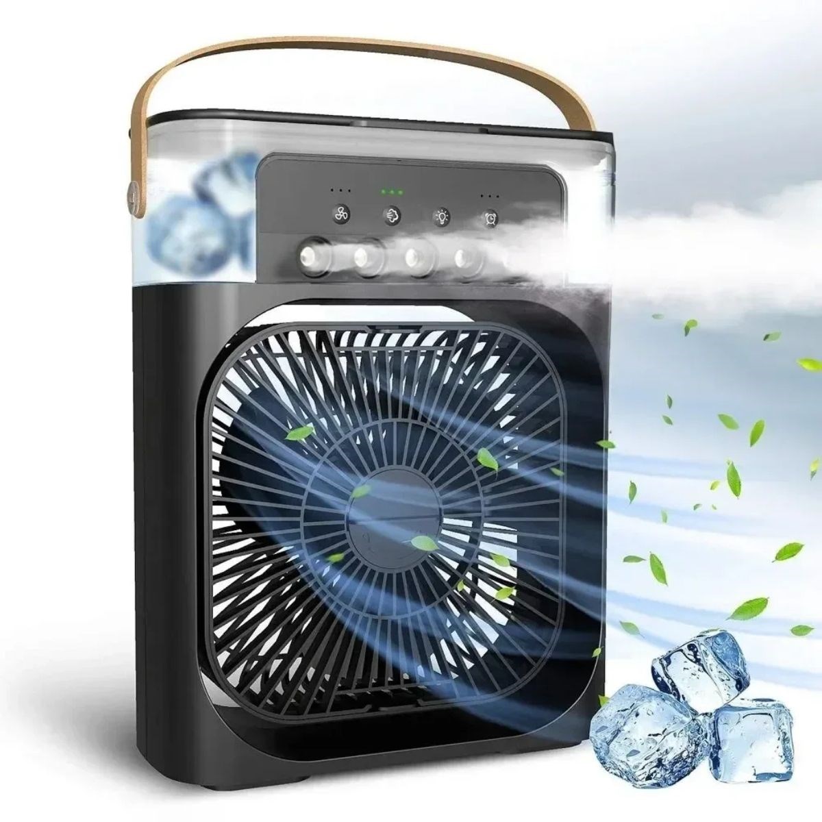 Taşınabilir 3 Farklı Mod Ayarlı 7 Farklı Led Işıklı Sulu Soğutmalı Taşınabilir Masaüstü USB Fan Vantilatör