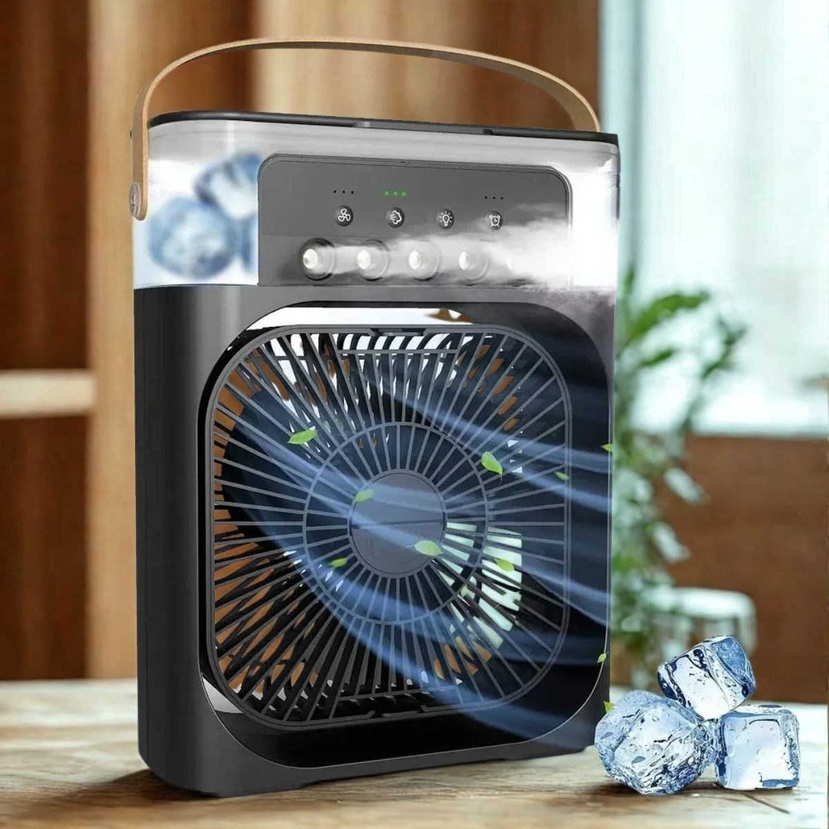 Taşınabilir 3 Farklı Mod Ayarlı 7 Farklı Led Işıklı Sulu Soğutmalı Taşınabilir Masaüstü USB Fan Vantilatör