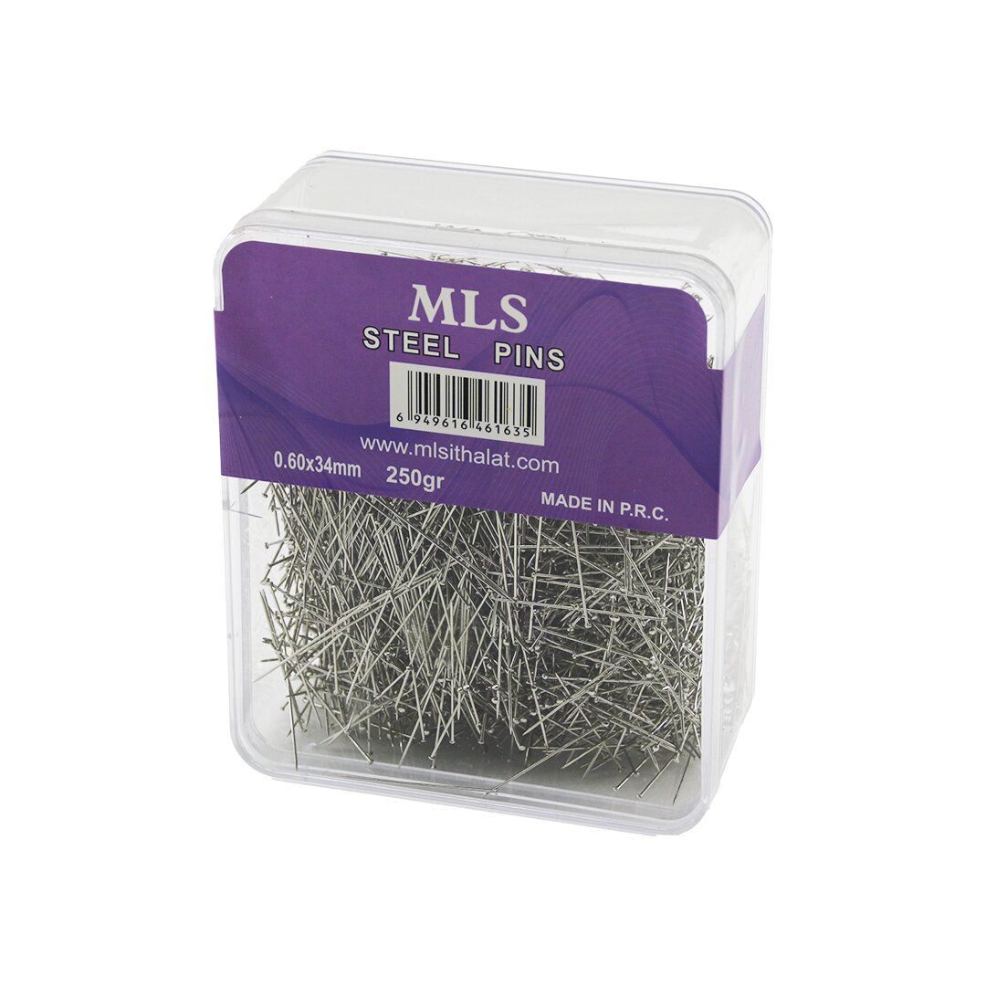 TOPLU İĞNE  0.60X34MM   250GR   ŞEFFAF MİKA KRİSTAL PLS.KUTULU AMBALAJ