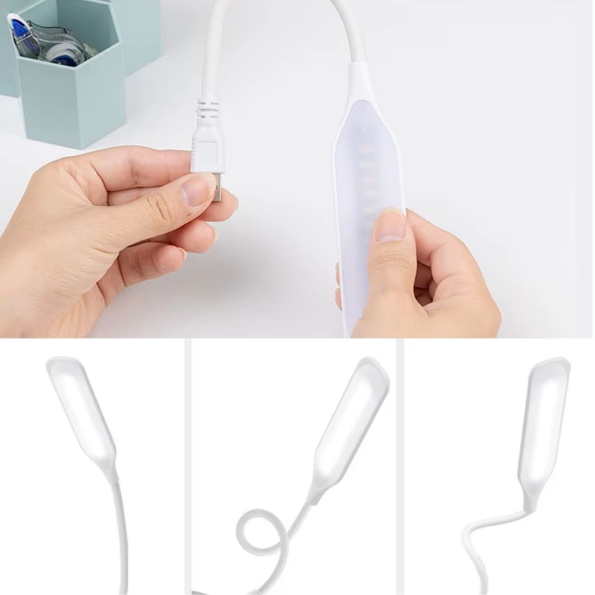 USB Girişli 14 Ledli 3 Kademeli Dokunmatik Masa/Kitap Okuma Lambası Ledi Beyaz