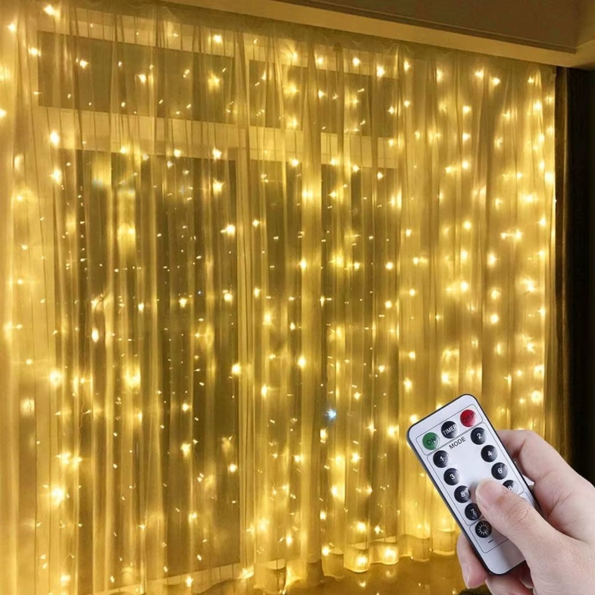 Uzaktan Kumandalı LED Perdeye Takılabilen Kancalı Işık Usb 3x3 Metre Peri Perde LED