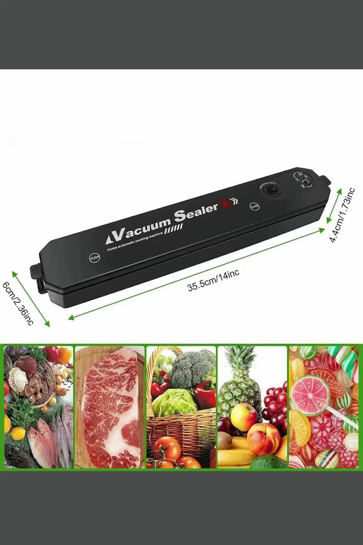 Vacuum Sealer Ev Tipi Vakumlama ve Yapıştırma Makinesi + 10 Adet Vakum Poşeti