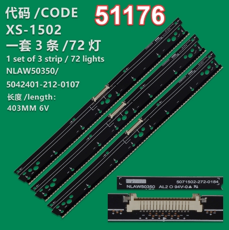 WKSET-6176 35964X3 NLAW50350 AL2 94V-0 5052901-452-0666 3 ADET LED BAR