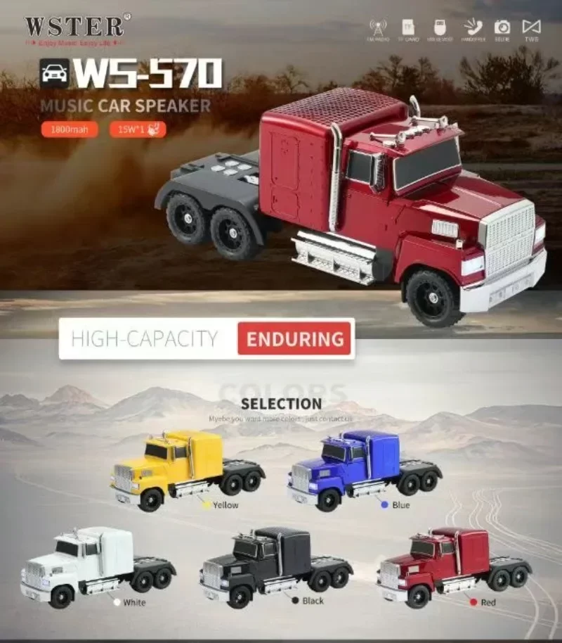 WS-570 Araba Şekli Bluetooth Hoparlör Retro HIFI Stereo Soundbox Masaüstü Bilgisayar Müzik Çalar