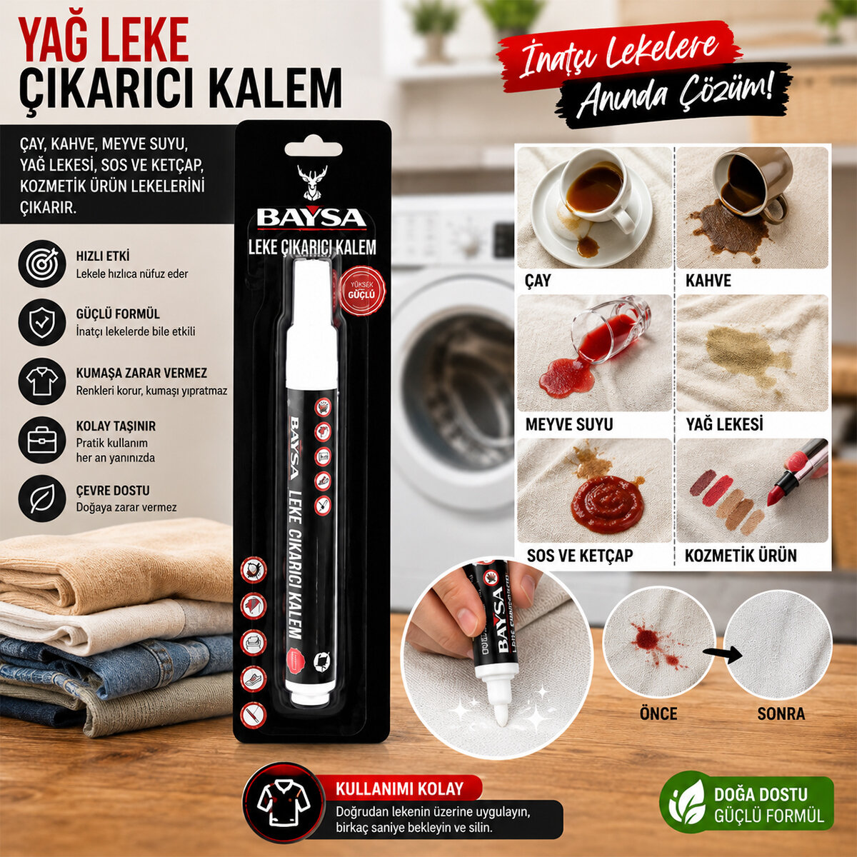YAĞ LEKE ÇIKARICI KALEM GİYSİ İÇİN