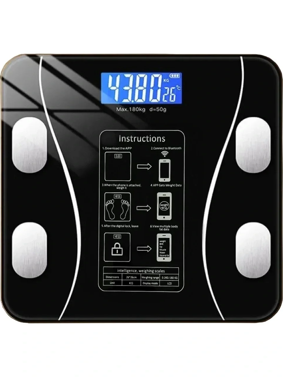 Yağ Ölçer Fonksiyonlu Dijital Baskül Elektronik Tartı Akıllı Bluetooth Lcd Dijital Ekran Ev Vücut