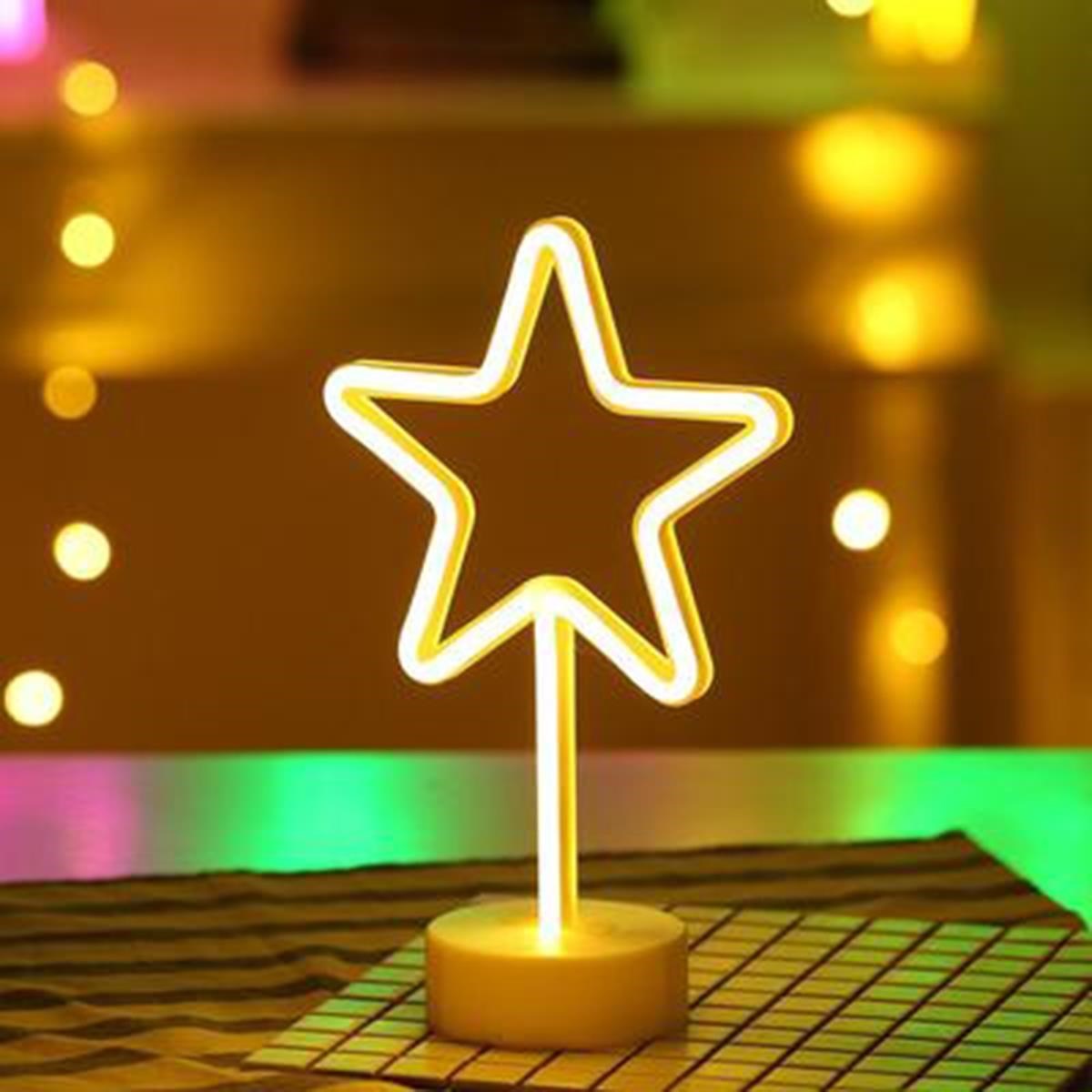 Yıldız Tasarımlı Neon Led Masa Ve Gece Lambası Dekoratif Işık