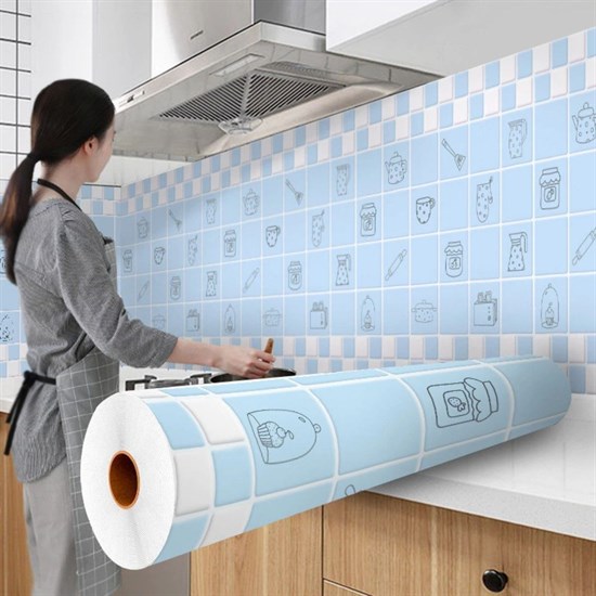 Yüksek Sıcaklığa Dayanıklı Kendiliğinden Yapışkanlı Film Su ve Yağ Geçirmez Duvar Folyosu 5mt x 60 cm