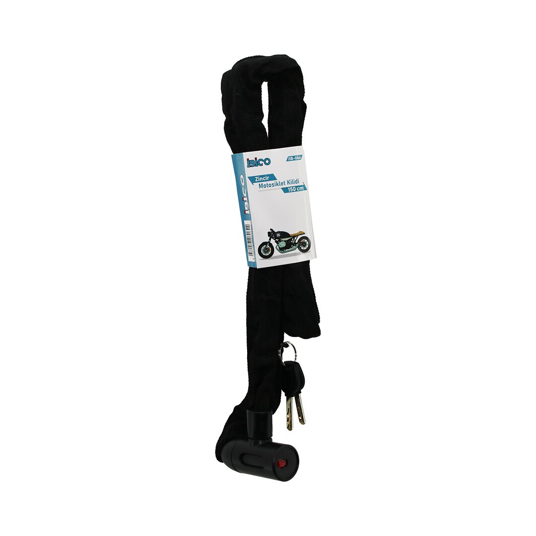 ZİNCİRLİ ANAHTARLI  MOTOR - BİSİKLET KİLİT BEZ KILIFLI AÇ-KAPA KİLİT KAPAK 150CM