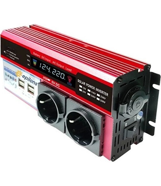 12v 2000w Modifiye Sinüs İnverter Araç Ve Güneş Enerjisi Uyumlu, Çift Usb, Çift Priz Ve Çakmaklık Epilons