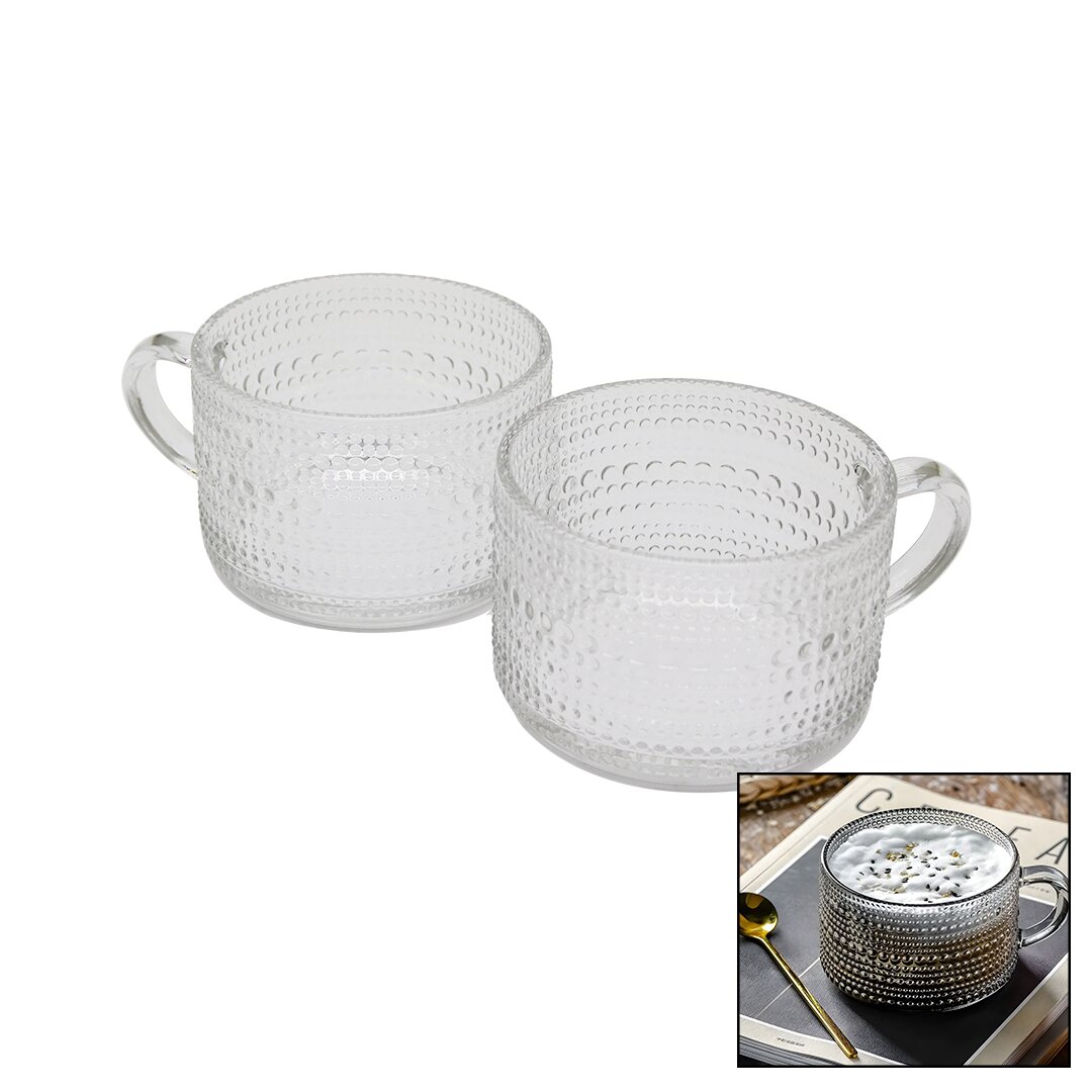 2 PARÇA 410ML ARON TRANSPARENT KULPLU CAM KASE BARDAK