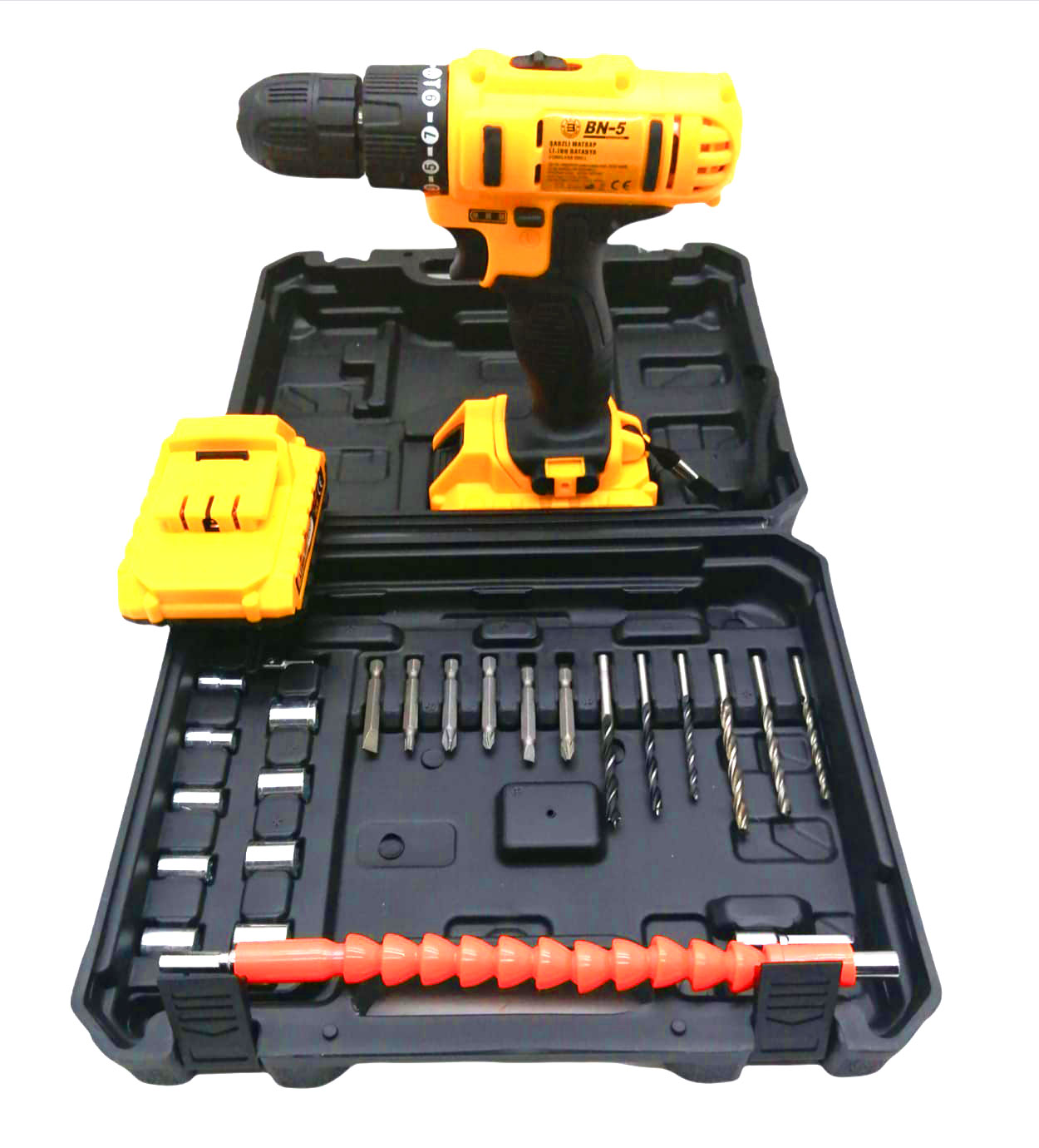 24W CORDLES DRILL FULL BIT YELLOW ŞARJLI DARBELİ MATKAP SET ÇANTALI