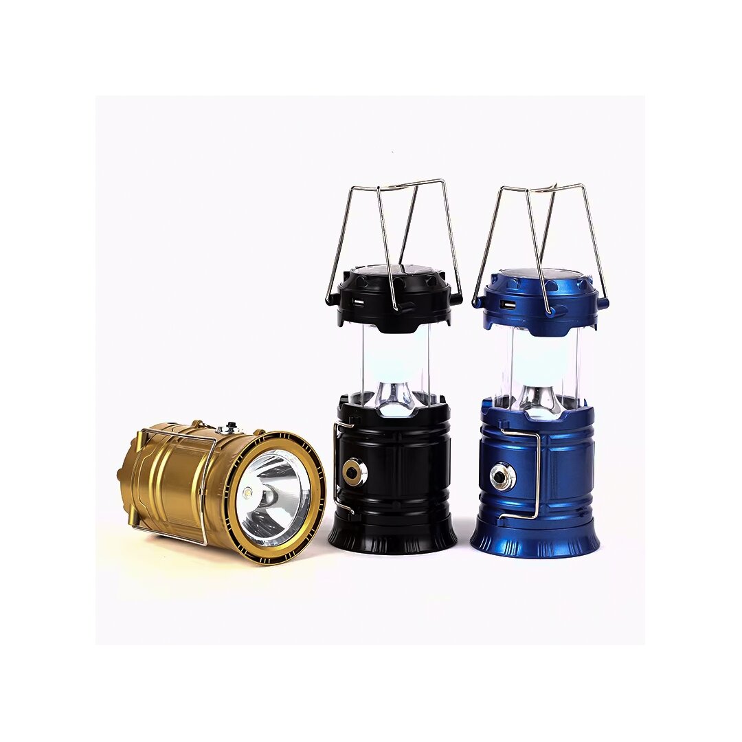 2IN1  1W+6LED SOLAR - FİŞ ŞARJLI LÖKÜS MODEL KAMP LAMBA FENER - POWERBANK METAL TAŞIMA KULP OR-5900T