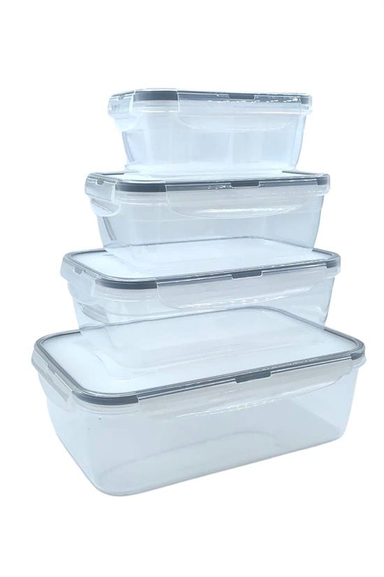 4'lü İç İçe Sızdırmaz Contalı Kilitli Kapaklı Plastik Erzak Saklama Kapları LC315