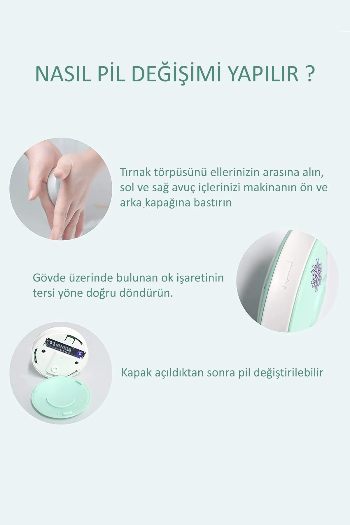 6 Başlıklı Pilli Tırnak Törpüsü ( Bebekler Kullanılabilir )