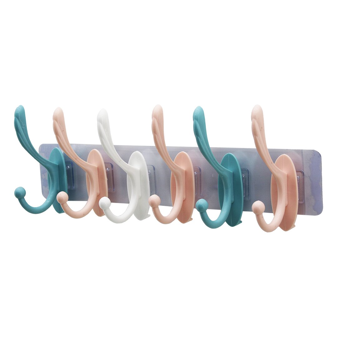 6 KOLLU ŞEFFAF YAPIŞKANLI RENKLİ PLASTİK ASKI TAK - ÇIKAR ASKI KOLLU