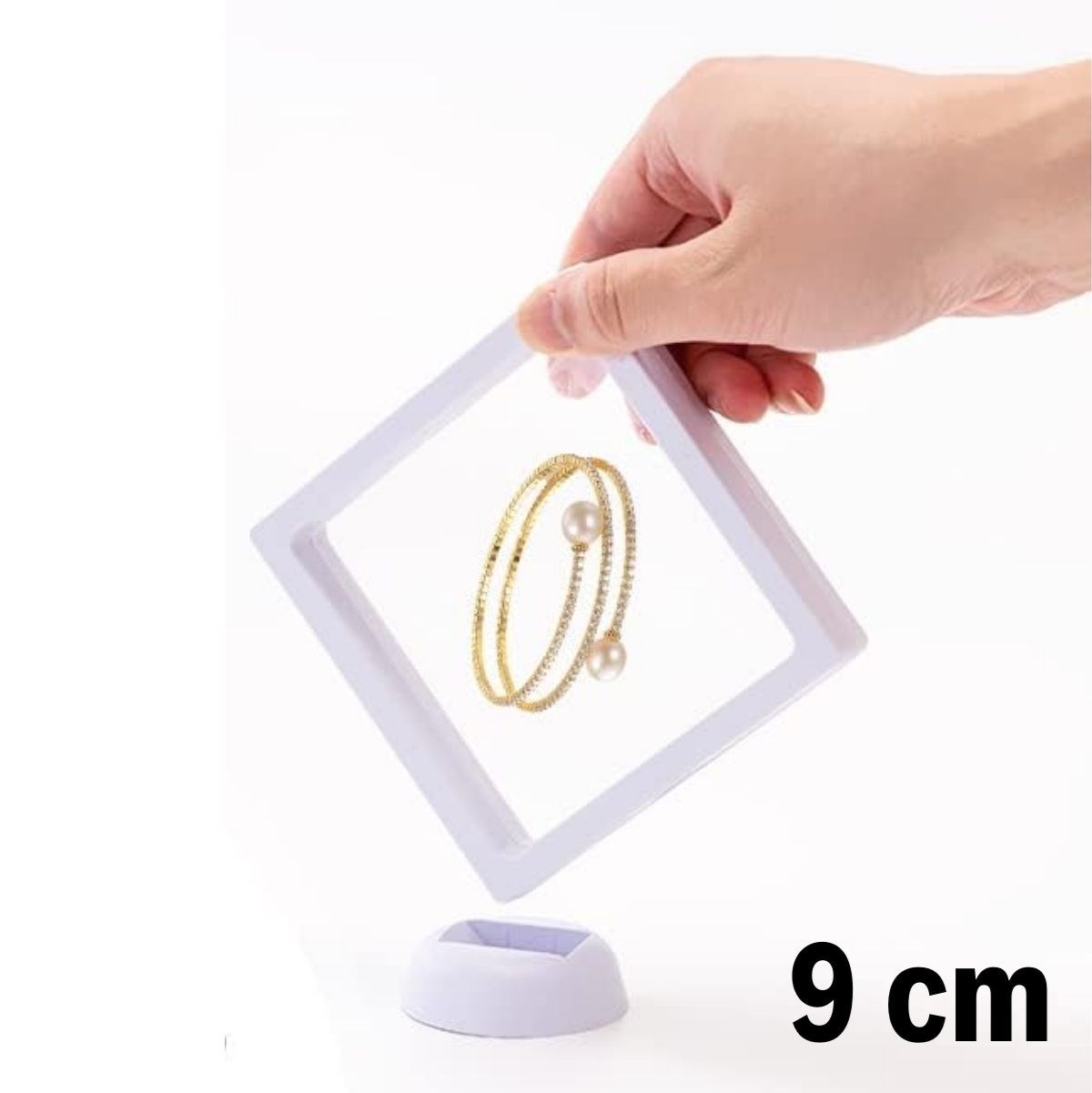 9x9 cm Standlı 3D Takı Ziynet Hatıra Koleksiyon Saklama Kutusu Şeffaf Film Çerçevesi