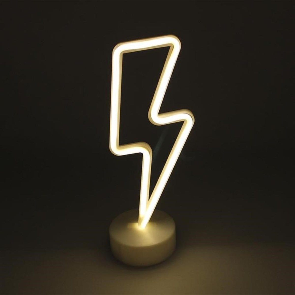 Dekoratif Şimşek Şeklinde Pilli Neon Led Lamba Süs Masa Lambası