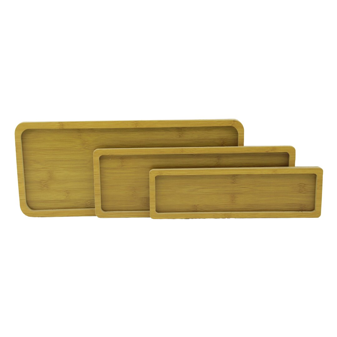 DİKDÖRTGEN - DÜZ KENAR - 3LÜ SET AHŞAP MDF SUNUM TEPSİ SETİ 10X33.5-14X39.5-19.5X45CM