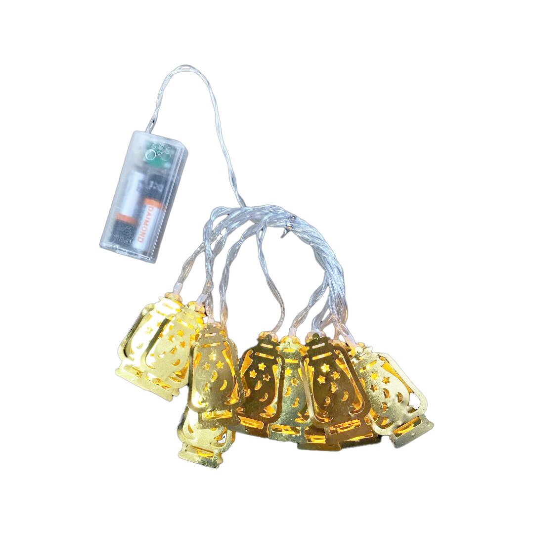 GAZ LAMBA MODEL=10PCS   GOLD METAL   PİLLİ  DEKORATİF LED IŞIK - LAMBA  2MT KABLO