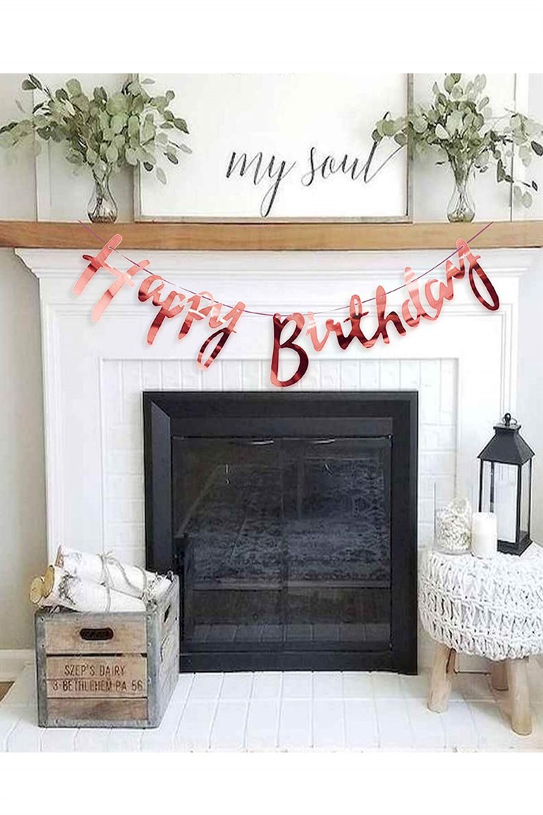 Happy Birthday Parlak Banner Flama Kırmızı Renk