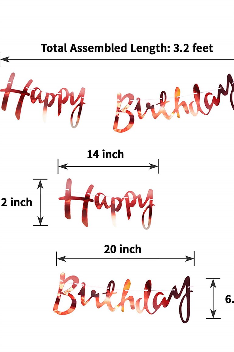 Happy Birthday Parlak Banner Flama Kırmızı Renk